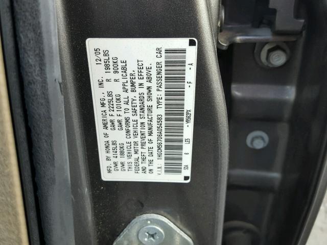 1HGCM56706A054583 - 2006 HONDA ACCORD EX GRAY photo 10