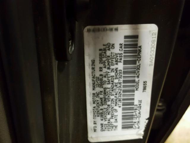 4T1BE32K23U673293 - 2003 TOYOTA CAMRY LE GRAY photo 10