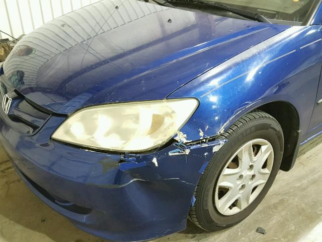 1HGES16334L004976 - 2004 HONDA CIVIC DX V BLUE photo 9