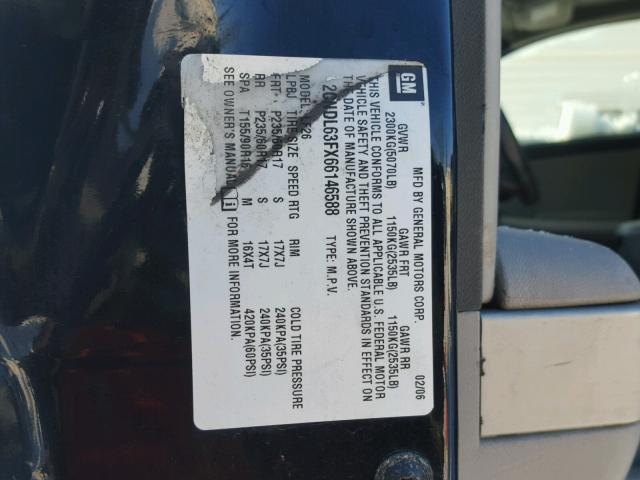 2CNDL63FX66146588 - 2006 CHEVROLET EQUINOX LT BLACK photo 10