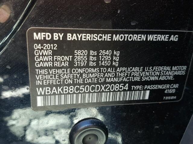 WBAKB8C50CDX20854 - 2012 BMW 750LI BLACK photo 10