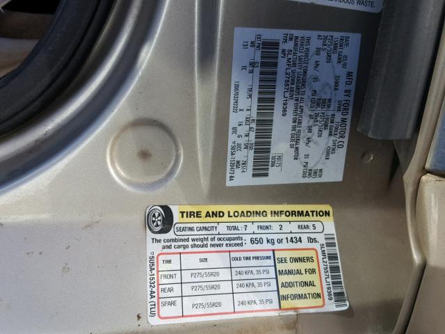 5LMFL27557LJ19369 - 2007 LINCOLN NAVIGATOR TAN photo 10