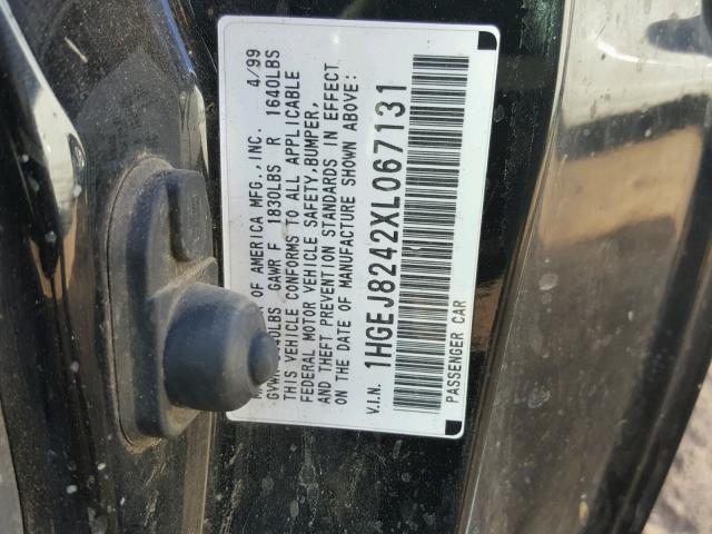 1HGEJ8242XL067131 - 1999 HONDA CIVIC EX BLACK photo 10