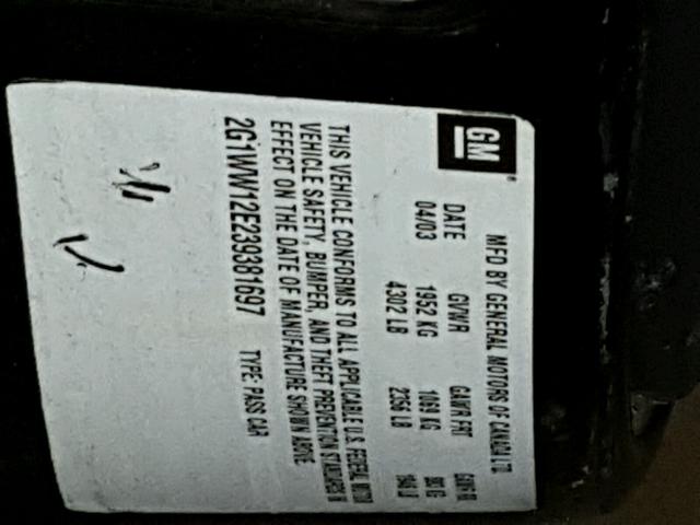 2G1WW12E239381697 - 2003 CHEVROLET MONTE CARL 黑色 照片 10