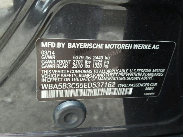 WBA5B3C55ED537162 - 2014 BMW 535 XI GRAY photo 10