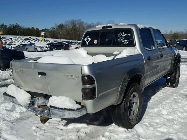 5TEGN92N11Z811630 - 2001 TOYOTA TACOMA DOU SILVER photo 4