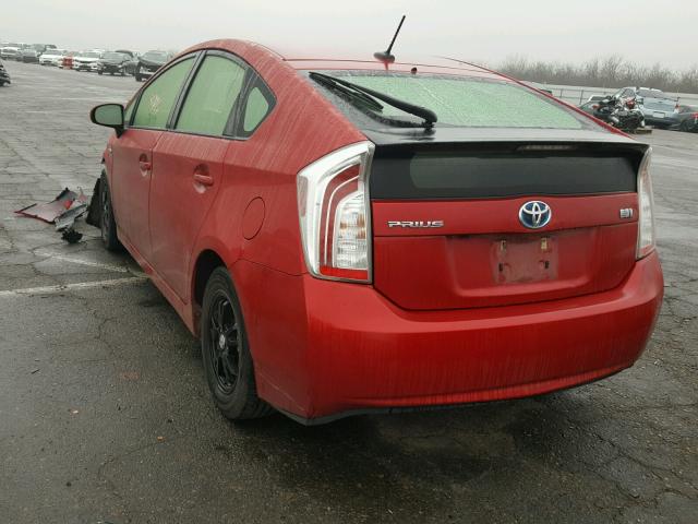 JTDKN3DU0C5436668 - 2012 TOYOTA PRIUS RED photo 3