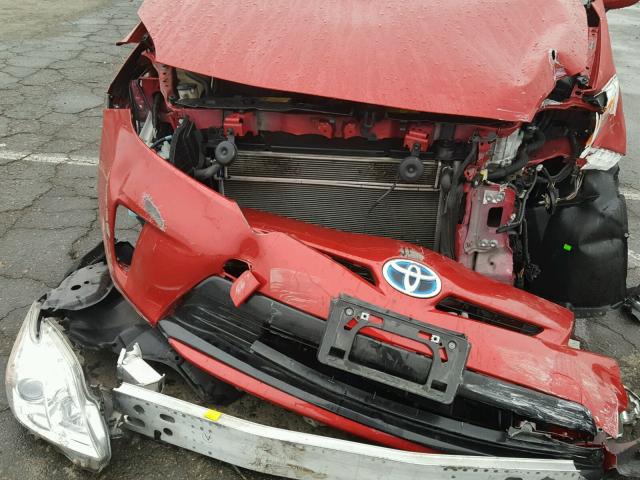 JTDKN3DU0C5436668 - 2012 TOYOTA PRIUS RED photo 9