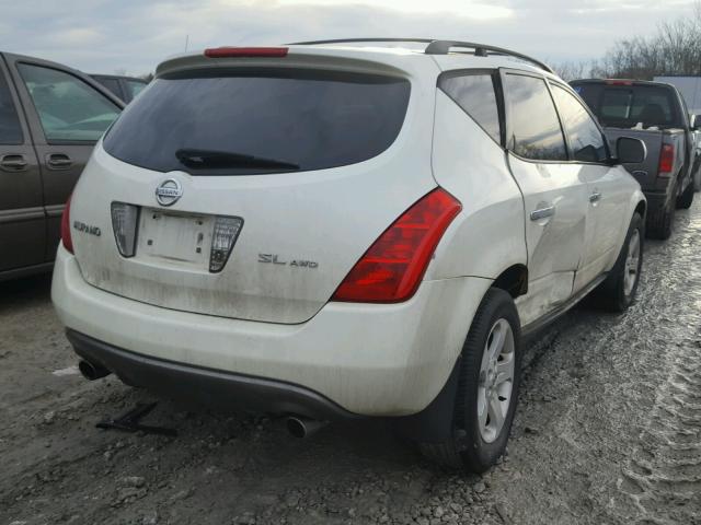 JN8AZ08W95W417872 - 2005 NISSAN MURANO SL WHITE photo 4