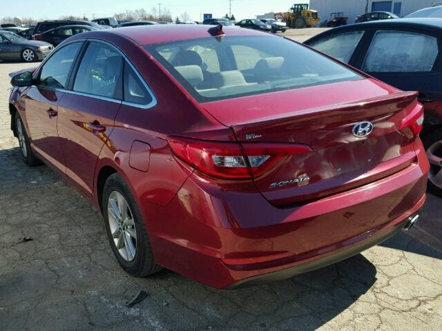 5NPE24AF6FH136607 - 2015 HYUNDAI SONATA SE RED photo 3