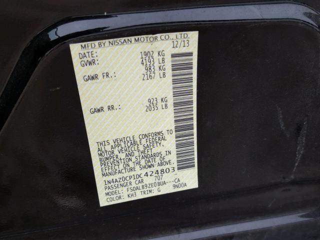 1N4AZ0CP1DC424803 - 2013 NISSAN LEAF S BLACK photo 10