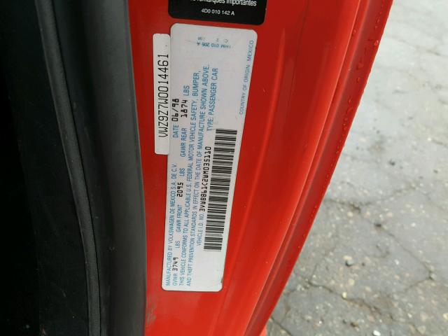 3VWBB61C2WM035110 - 1998 VOLKSWAGEN NEW BEETLE 红色 照片 10