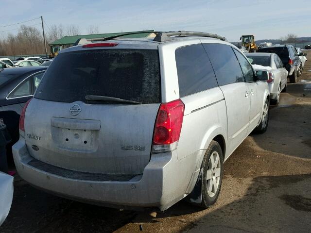 5N1BV28U34N302660 - 2004 NISSAN QUEST S SILVER photo 4