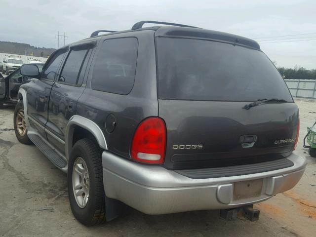 1B4HR58ZX2F139865 - 2002 DODGE DURANGO SL GRAY photo 3