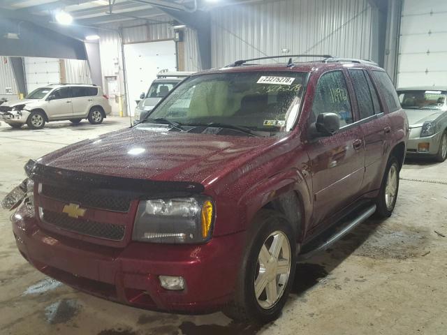 1GNDT13S682219998 - 2008 CHEVROLET TRAILBLAZE BURGUNDY photo 2