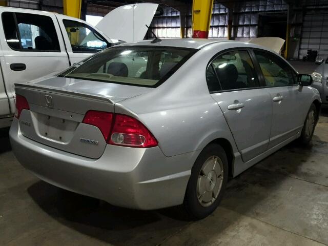 JHMFA36257S015219 - 2007 HONDA CIVIC HYBR SILVER photo 4