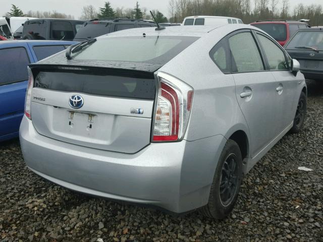 JTDKN3DUXD1625871 - 2013 TOYOTA PRIUS SILVER photo 4