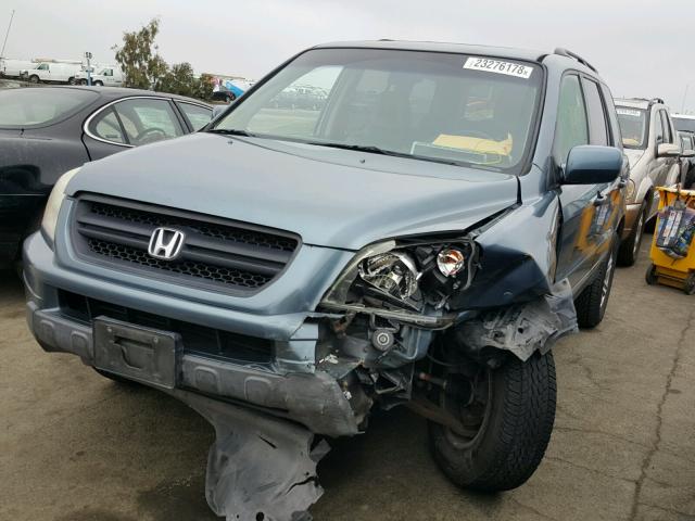 2HKYF18595H573433 - 2005 HONDA PILOT EXL TURQUOISE photo 2