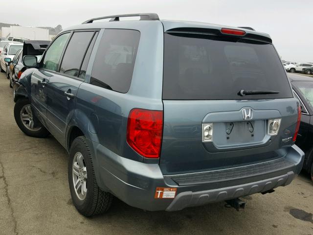 2HKYF18595H573433 - 2005 HONDA PILOT EXL TURQUOISE photo 3