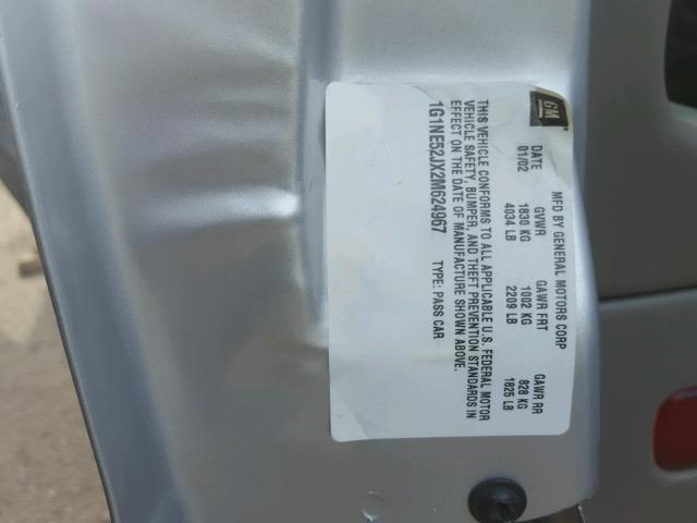 1G1NE52JX2M624967 - 2002 CHEVROLET MALIBU LS 银色 照片 10