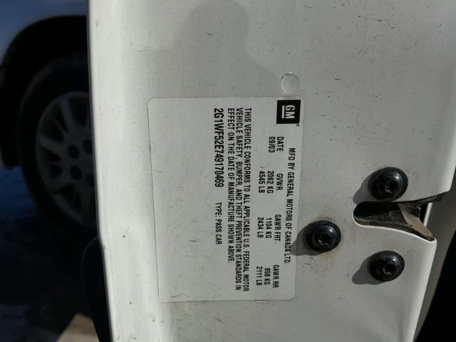 2G1WF52E749170469 - 2004 CHEVROLET IMPALA 白色 照片 10