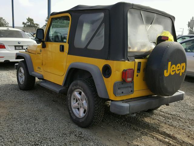 1J4FA49S24P729255 - 2004 JEEP WRANGLER / YELLOW photo 3