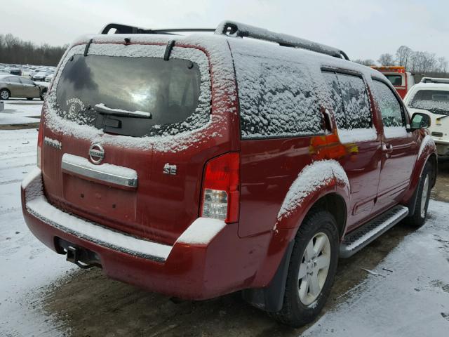 5N1AR18B28C657233 - 2008 NISSAN PATHFINDER MAROON photo 4