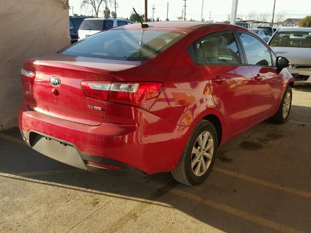 KNADN4A36D6188588 - 2013 KIA RIO EX RED photo 4