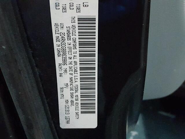 2D4RN3DG8BR639806 - 2011 DODGE GRAND CARA CHARCOAL photo 10