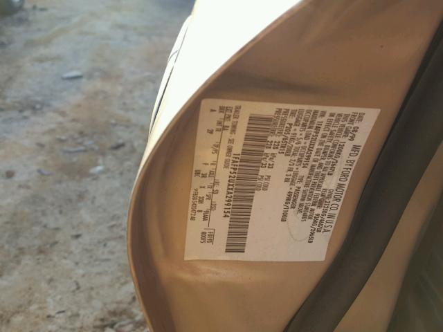 1FAFP52UXXA299154 - 1999 FORD TAURUS LX TAN photo 10