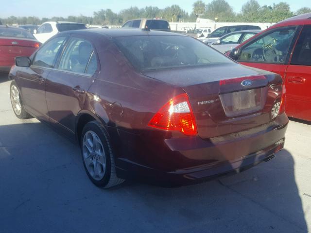 3FAHP0HA7BR298664 - 2011 FORD FUSION SE MAROON photo 3