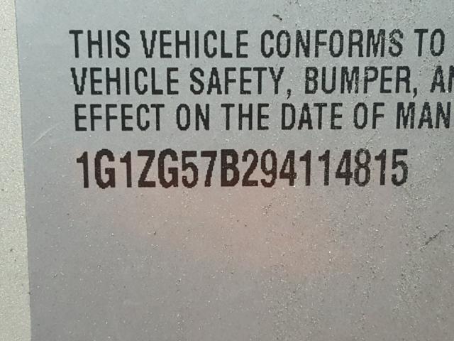 1G1ZG57B294114815 - 2009 CHEVROLET MALIBU LS TAN photo 10