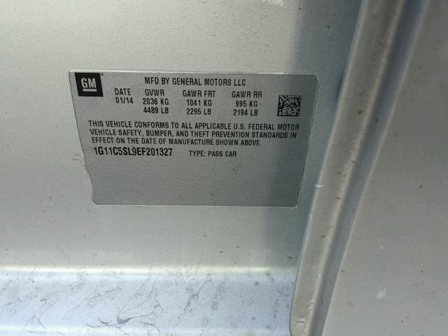 1G11C5SL9EF201327 - 2014 CHEVROLET MALIBU 1LT 银色 照片 10