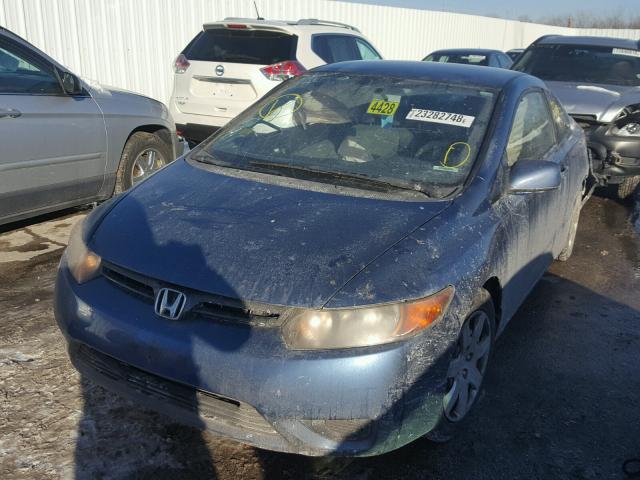 2HGFG12616H547345 - 2006 HONDA CIVIC LX BLUE photo 2