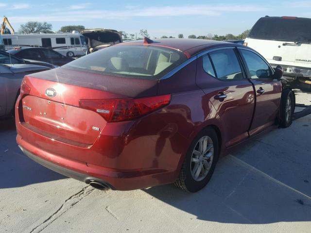 5XXGM4A79DG188575 - 2013 KIA OPTIMA LX RED photo 4