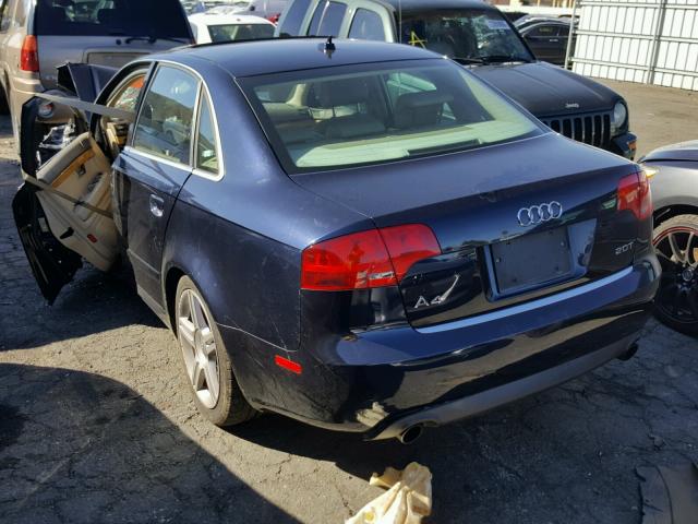 WAUAF78E07A035926 - 2007 AUDI A4 2 BLUE photo 3