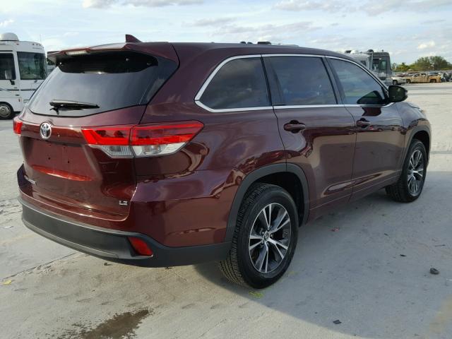 5TDZZRFH8HS194946 - 2017 TOYOTA HIGHLANDER RED photo 4