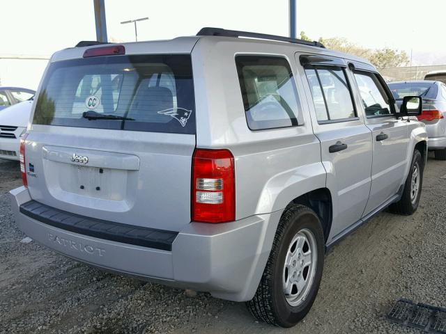 1J8FF28W07D392650 - 2007 JEEP PATRIOT SP SILVER photo 4