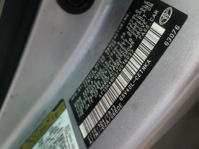 4T1BK46K57U516033 - 2007 TOYOTA CAMRY NEW GRAY photo 10