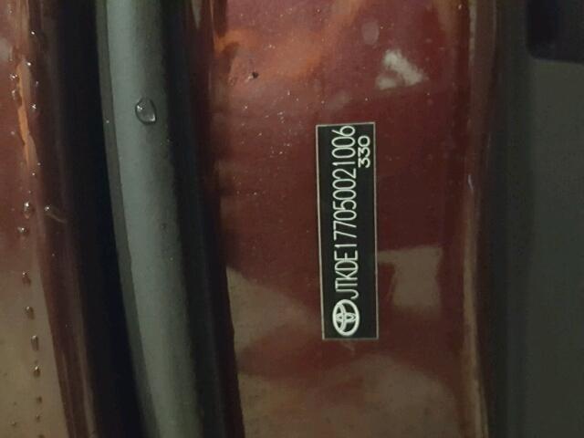 JTKDE177050021006 - 2005 TOYOTA SCION TC 栗色 照片 10