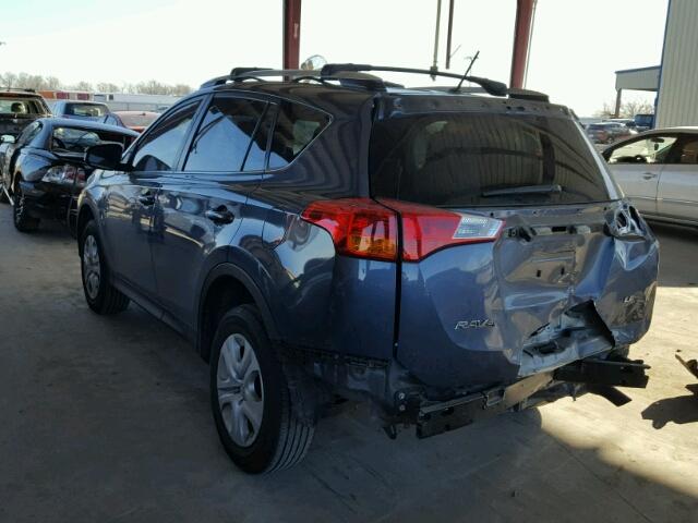 JTMZFREV1ED042708 - 2014 TOYOTA RAV4 LE BLUE photo 3