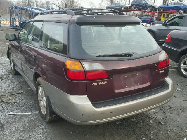 4S3BH665117624969 - 2001 SUBARU LEGACY OUT MAROON photo 3