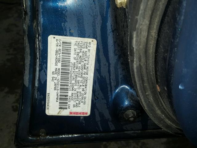 JT2VV22W6K0087015 - 1989 TOYOTA CAMRY LE BLUE photo 10