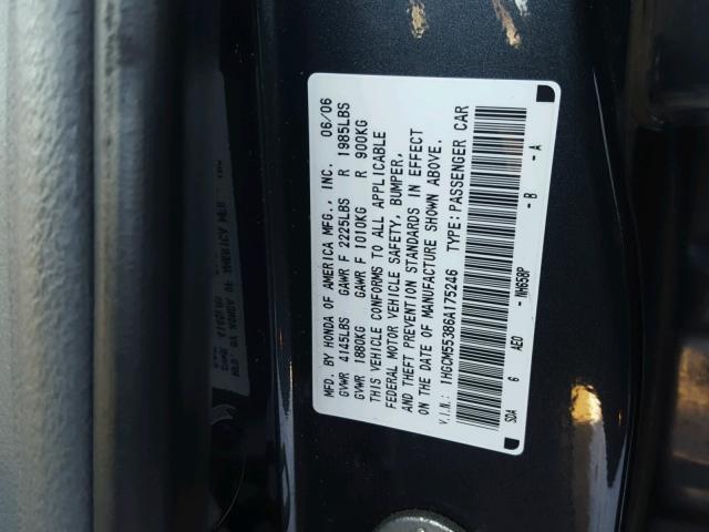 1HGCM55386A175246 - 2006 HONDA ACCORD SE CHARCOAL photo 10