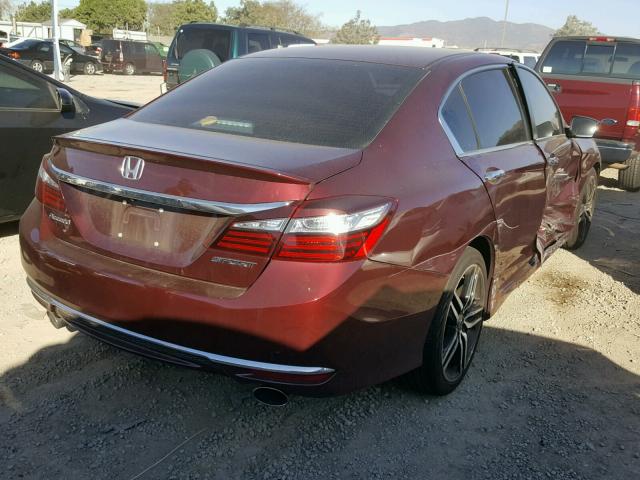 1HGCR2F52GA234762 - 2016 HONDA ACCORD SPO MAROON photo 4