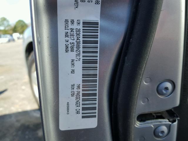 2B3KA43R08H278171 - 2008 DODGE CHARGER SILVER photo 10