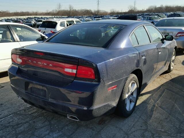 2C3CDXBG3EH274661 - 2014 DODGE CHARGER BLUE photo 4