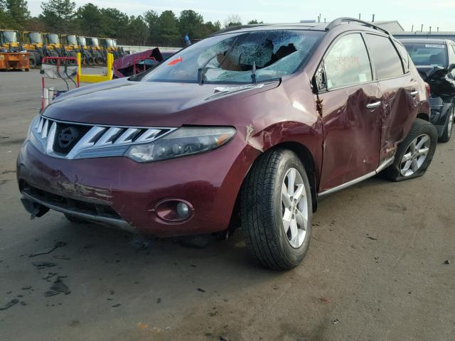 JN8AZ18W29W131633 - 2009 NISSAN MURANO S MAROON photo 2