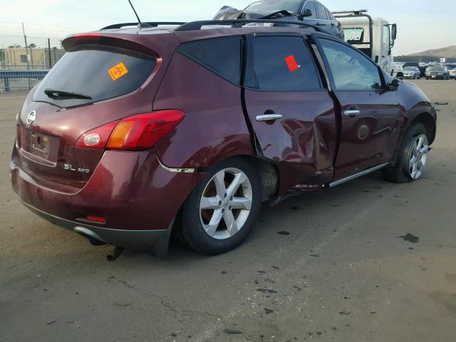 JN8AZ18W29W131633 - 2009 NISSAN MURANO S MAROON photo 4