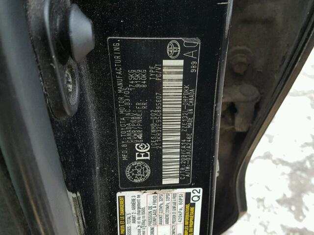 2T1KR32E95C895607 - 2005 TOYOTA COROLLA MA BLACK photo 10